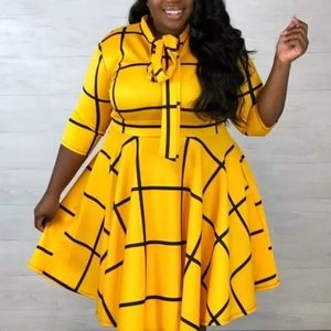 Yellow dress with black print